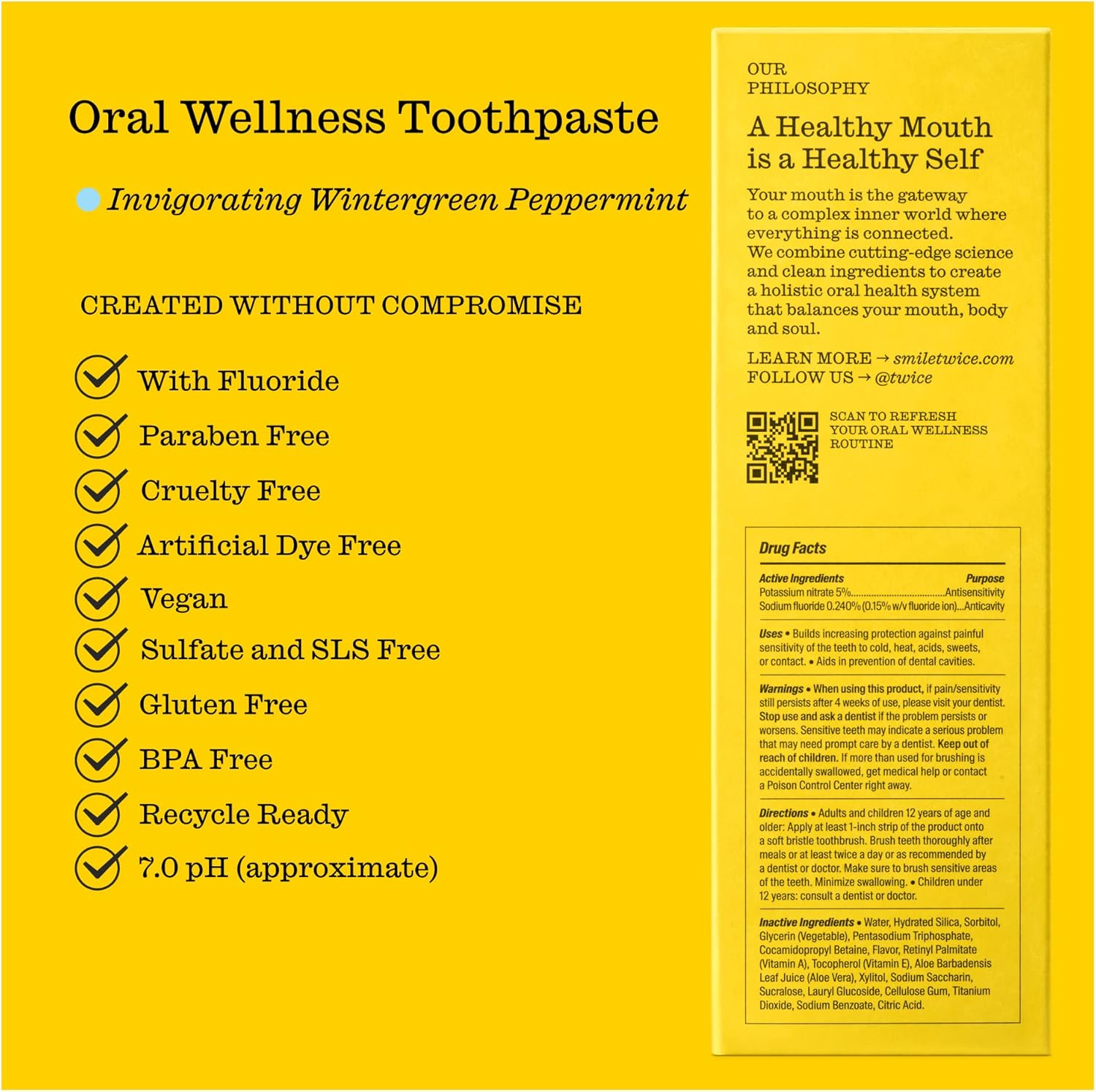 Sensitive Teeth Whitening Toothpaste - SLS Free with Fluoride and Cavity Protection - Wintergreen and Peppermint (2-Pack) - Image 3