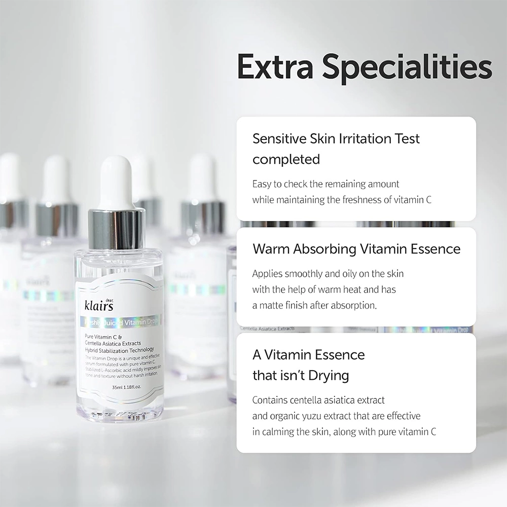 DearKlairs Freshly Juiced Vitamin Drop, 5% Hypoallergenic pure vitamin C serum, 1.18oz - Image 3