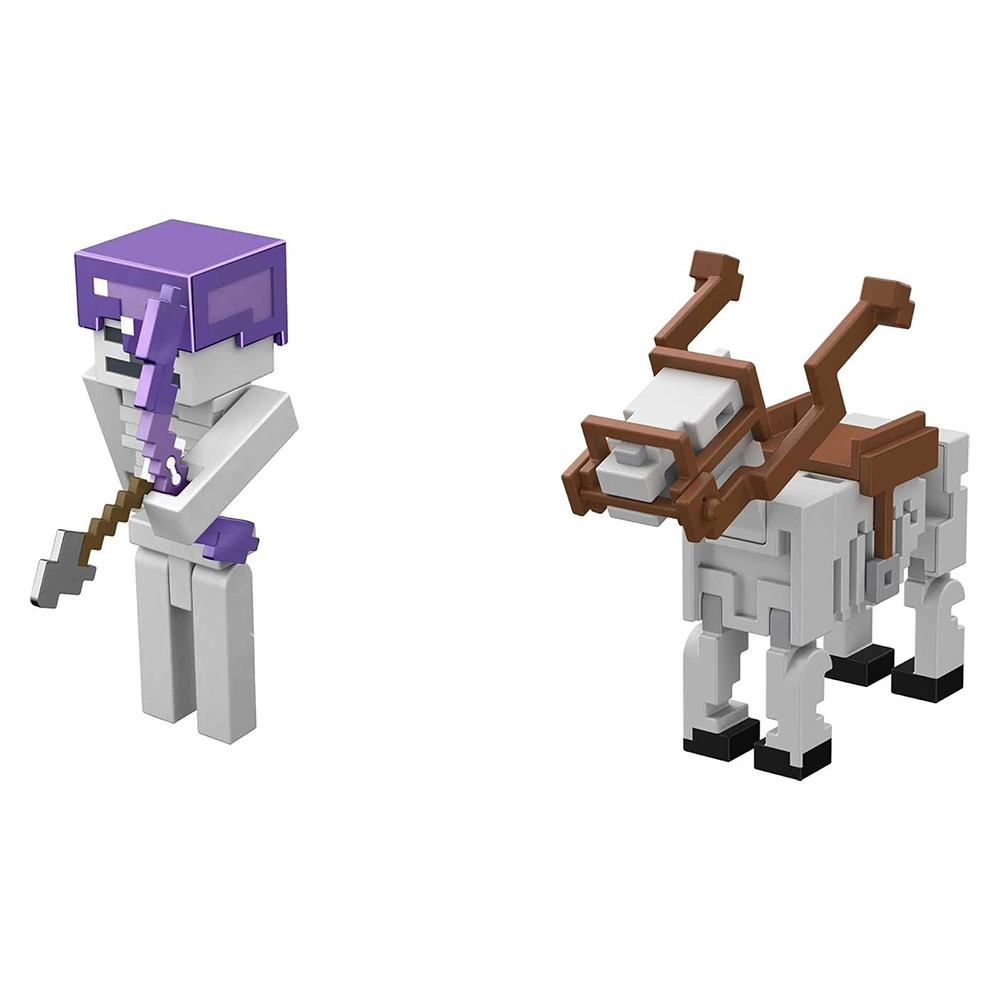 Mattel Minecraft Skeleton Craft-a-Block 2-Pk, Collectible Gifts for Kids Age 6 Years and Older - Image 2