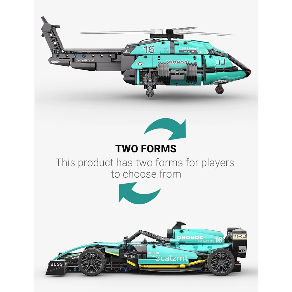 2 in 1 Formula 1 Racing Car Or Helicopter Building Sets, Sports Car Blocks Kit - Image 6