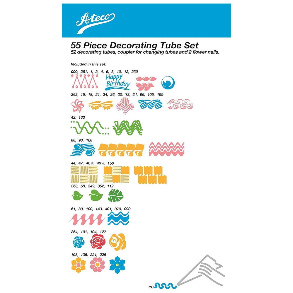 Ateco 783-55 Piece Cake Decorating Set, Includes 52 Stainless Steel Tubes - 1 Standard Coupler - Image 2